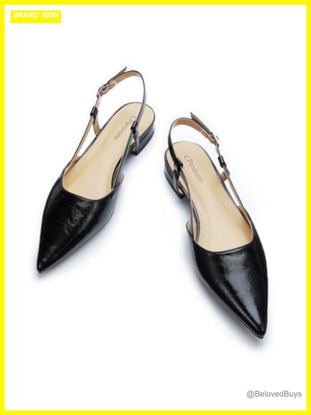 Pointed Toe Slingback Flats Dressy Closed Sandal Block Heel